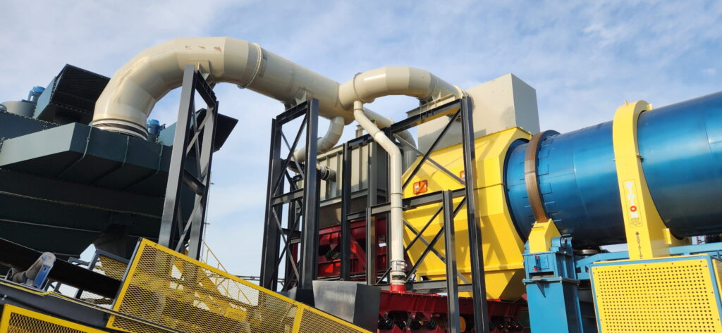 Didion rotary drum processing system with integrated ductwork and structural steel at debris plant